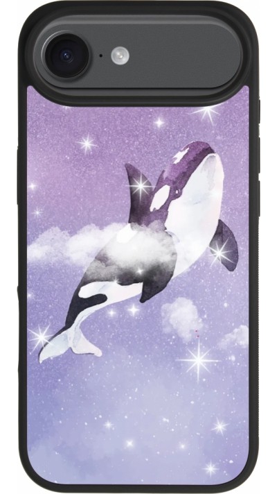 iPhone 17 Air Case Hülle - Silikon schwarz Whale in sparking stars