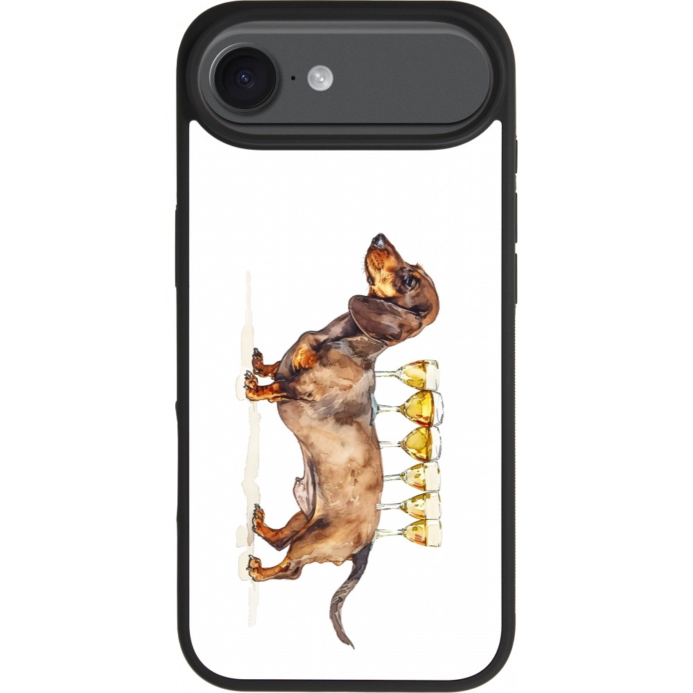 iPhone 17 Air Case Hülle - Silikon schwarz Wine Teckel