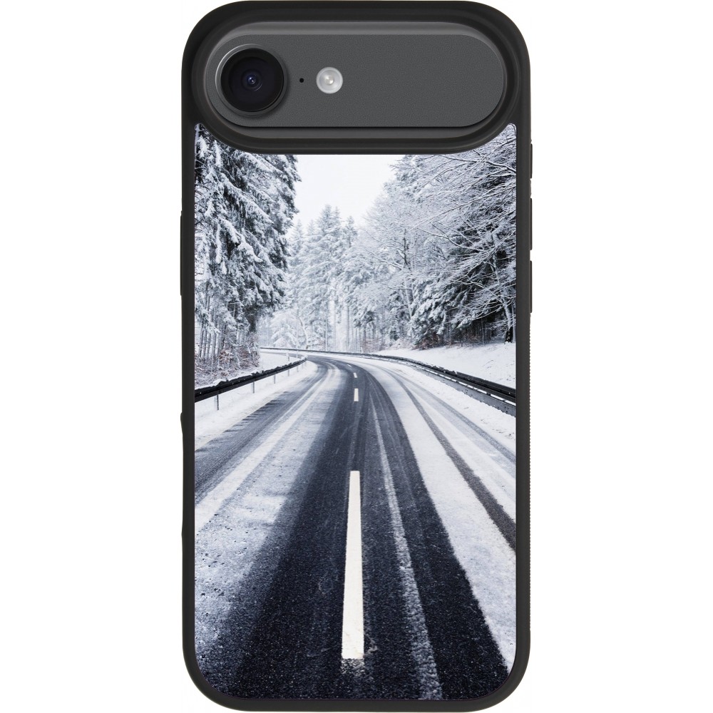 iPhone 17 Air Case Hülle - Silikon schwarz Winter 22 Snowy Road
