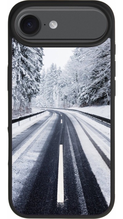 iPhone 17 Air Case Hülle - Silikon schwarz Winter 22 Snowy Road