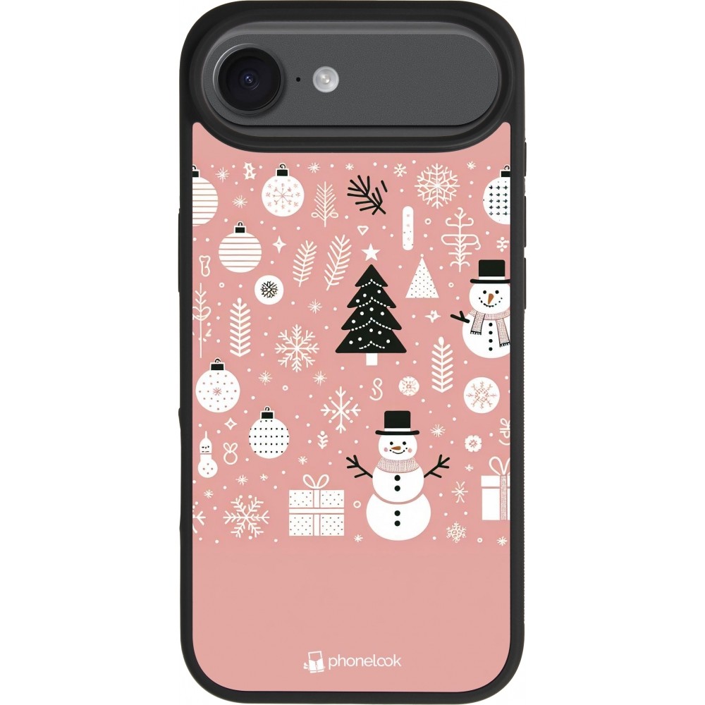 iPhone 17 Air Case Hülle - Silikon schwarz Weihnachten 2024 Rose Schneemann Weihnachten