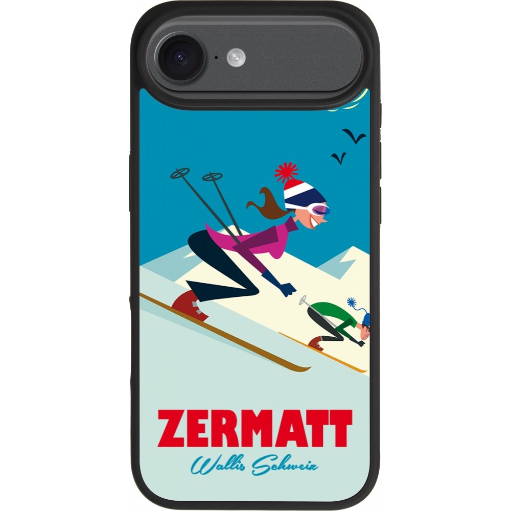 Coque iPhone Air - Silicone rigide noir Zermatt Ski Downhill