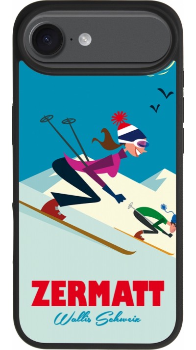 iPhone 17 Air Case Hülle - Silikon schwarz Zermatt Ski Downhill