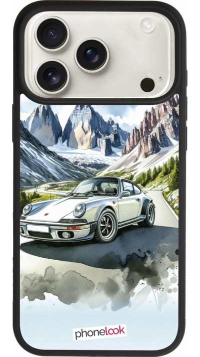 iPhone 17 Pro Max Case Hülle - Silikon schwarz Porsche 911 Berg Aquarell