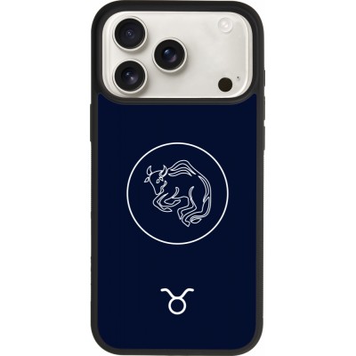 Coque iPhone 17 Pro Max - Silicone rigide noir Astrologie Taureau