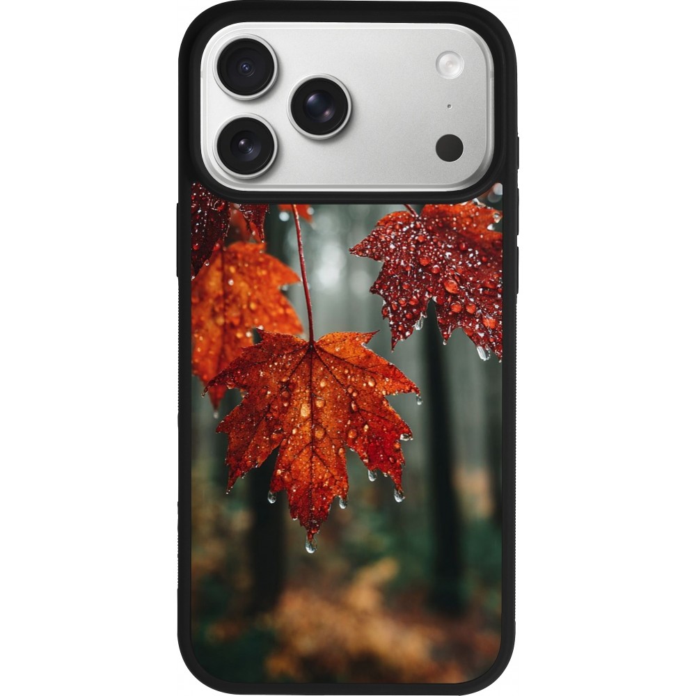 Coque iPhone 17 Pro Max - Silicone rigide noir Autumn 25 Rain