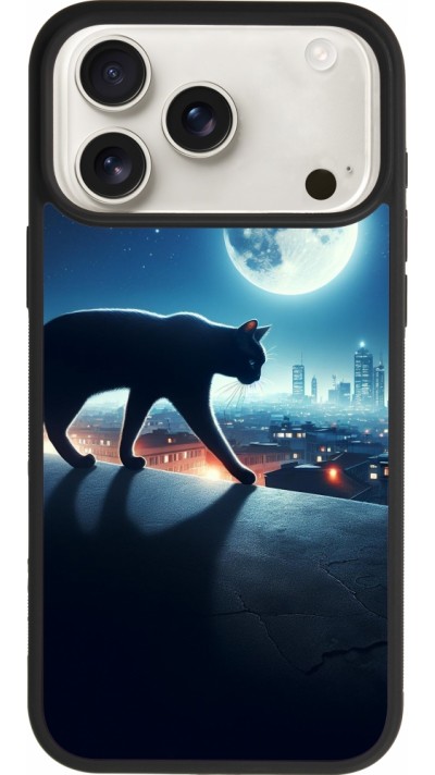 iPhone 17 Pro Max Case Hülle - Silikon schwarz Schwarze Katze unter dem Vollmond