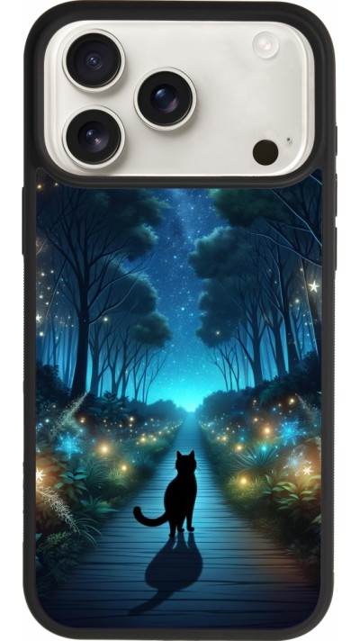 iPhone 17 Pro Max Case Hülle - Silikon schwarz Schwarze Katze Spaziergang
