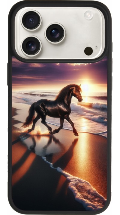 iPhone 17 Pro Max Case Hülle - Silikon schwarz Pferd majestätisch Strand
