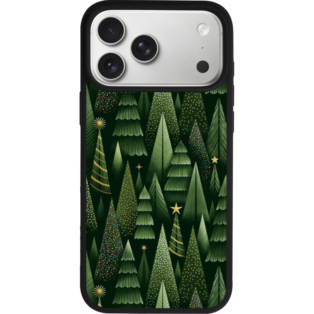 Coque iPhone 17 Pro Max - Silicone rigide noir Christmas 25 Pattern Xmas Tree