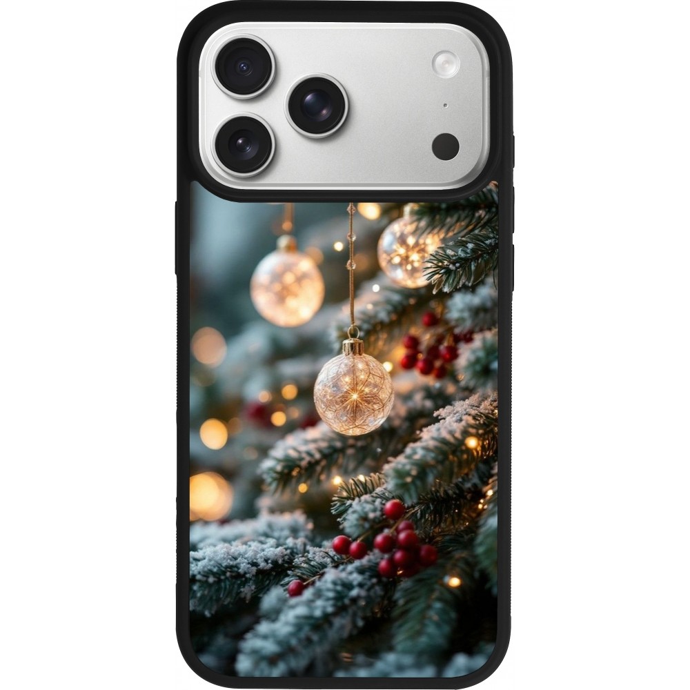 Coque iPhone 17 Pro Max - Silicone rigide noir Christmas 25 Xmas Decorated Tree
