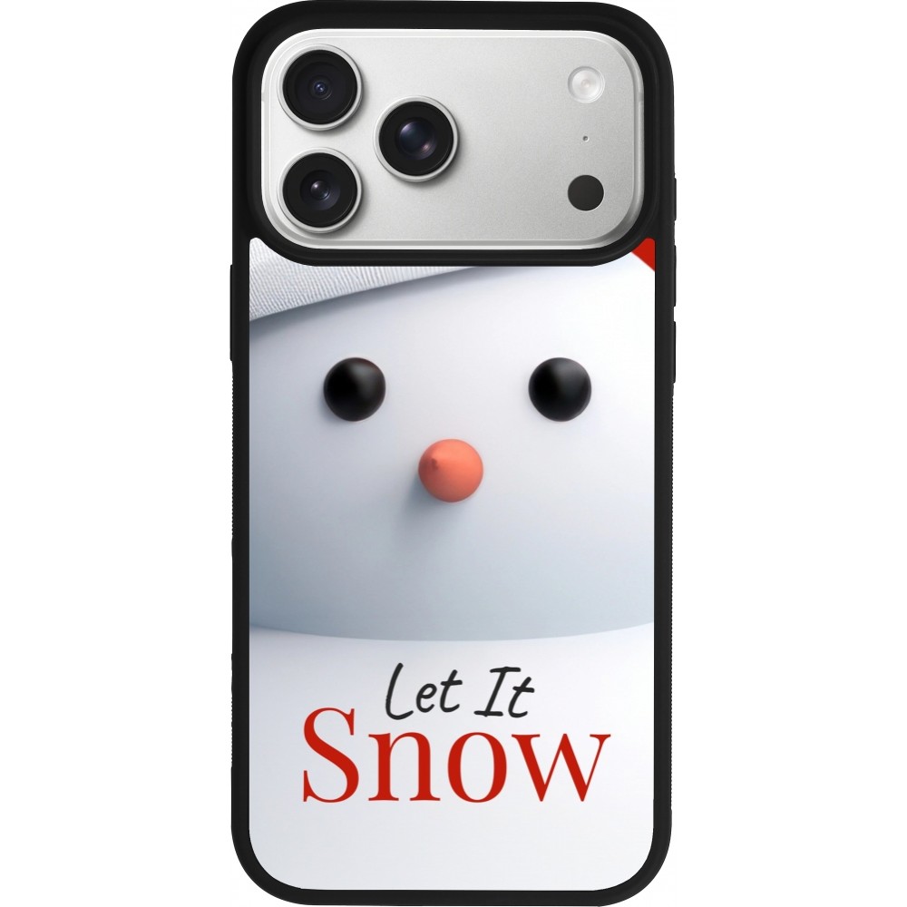 Coque iPhone 17 Pro Max - Silicone rigide noir Christmas 25 Xmas Snowman