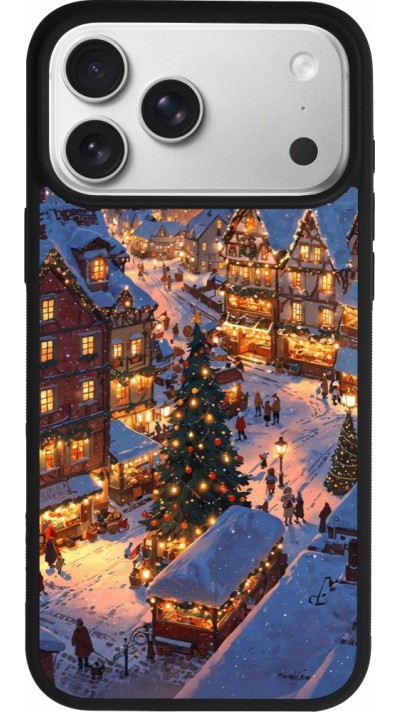 Coque iPhone 17 Pro Max - Silicone rigide noir Christmas 25 Xmas Village