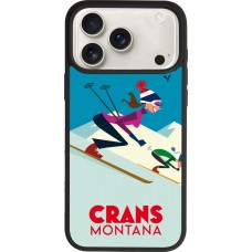 Coque iPhone 17 Pro Max - Silicone rigide noir Crans-Montana Ski Downhill