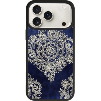 Coque iPhone 17 Pro Max - Silicone rigide noir Cream Flower Moroccan