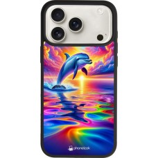 iPhone 17 Pro Max Case Hülle - Silikon schwarz Glücklicher Regenbogen-Delfin