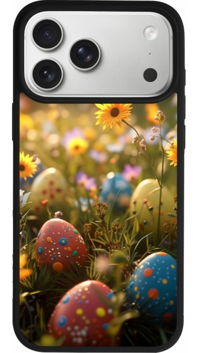 iPhone 17 Pro Max Case Hülle - Silikon schwarz Easter 2026 Decorated eggs