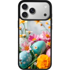 iPhone 17 Pro Max Case Hülle - Silikon schwarz Easter 2026 Eggs with flowers