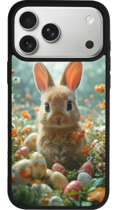 iPhone 17 Pro Max Case Hülle - Silikon schwarz Easter 2026 Rabbit in the garden