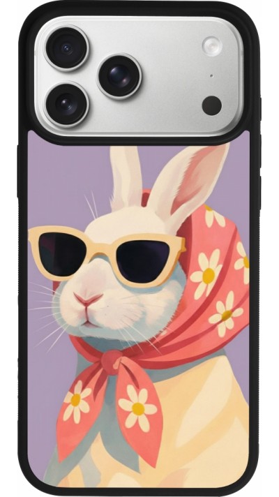 iPhone 17 Pro Max Case Hülle - Silikon schwarz Easter 2026 Rabbit with scarf