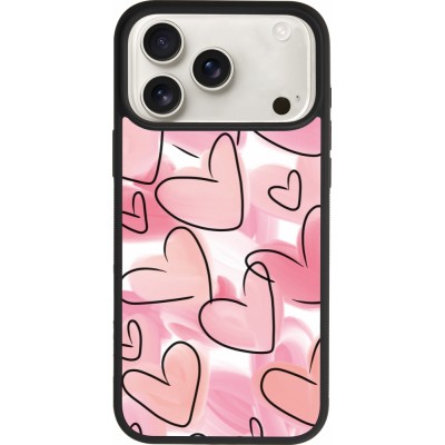 Coque iPhone 17 Pro Max - Silicone rigide noir Easter 2023 pink hearts