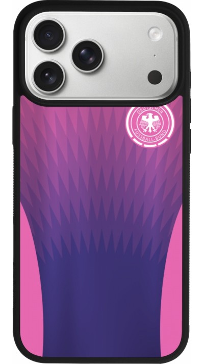 Coque iPhone 17 Pro Max - Silicone rigide noir Maillot de football Allemagne Extérieur personnalisable