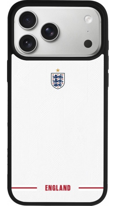 Coque iPhone 17 Pro Max - Silicone rigide noir Maillot de football Angleterre 2026 personnalisable