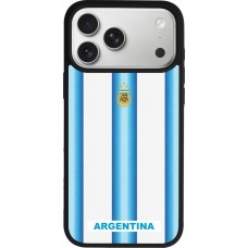 Coque iPhone 17 Pro Max - Silicone rigide noir Maillot de football Argentine 2026 personnalisable