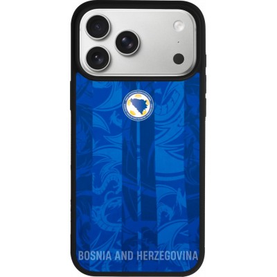 Coque iPhone 17 Pro Max - Silicone rigide noir Maillot de football Bosnie-Herzégovine 2026 personnalisable