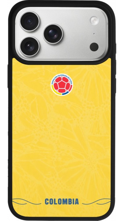 Coque iPhone 17 Pro Max - Silicone rigide noir Maillot de football Colombie 2026 personnalisable