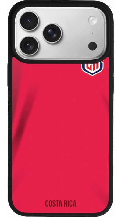 Coque iPhone 17 Pro Max - Silicone rigide noir Maillot de football Costa Rica 2022 personnalisable