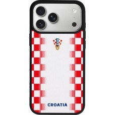 Coque iPhone 17 Pro Max - Silicone rigide noir Maillot de football Croatie 2026 personnalisable