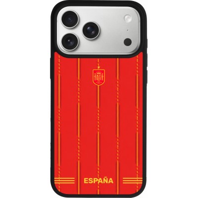 Coque iPhone 17 Pro Max - Silicone rigide noir Maillot de football Espagne 2026 personnalisable