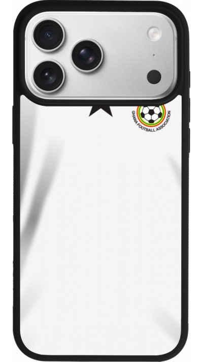 Coque iPhone 17 Pro Max - Silicone rigide noir Maillot de football Ghana 2022 personnalisable