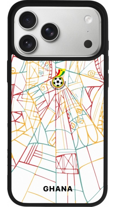 Coque iPhone 17 Pro Max - Silicone rigide noir Maillot de football Ghana 2026 personnalisable
