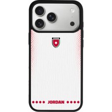 Coque iPhone 17 Pro Max - Silicone rigide noir Maillot de football Jordanie 2026 personnalisable