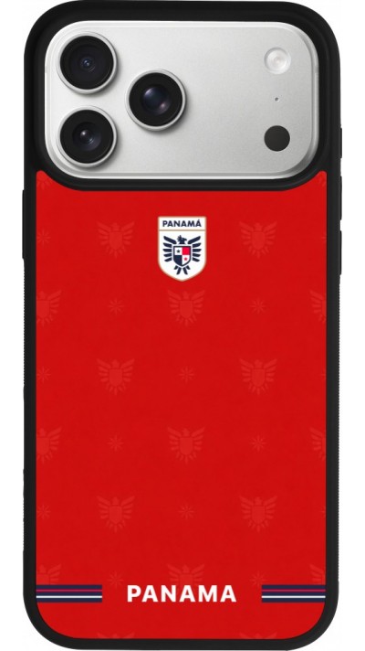 Coque iPhone 17 Pro Max - Silicone rigide noir Maillot de football Panama 2026 personnalisable