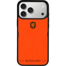 Coque iPhone 17 Pro Max - Silicone rigide noir Maillot de football Pays-Bas 2026 personnalisable