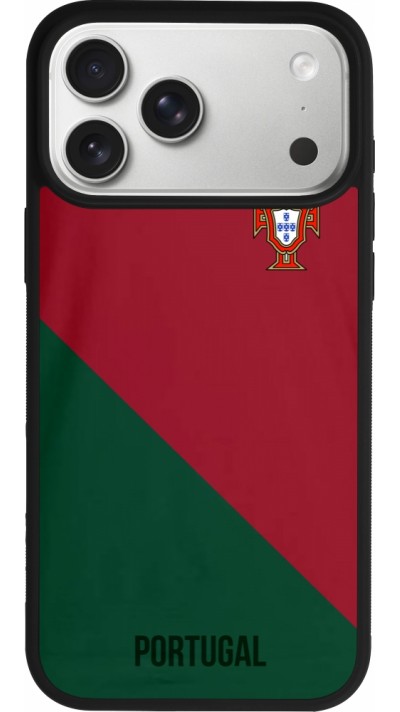 Coque iPhone 17 Pro Max - Silicone rigide noir Maillot de football Portugal 2022