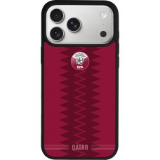 Coque iPhone 17 Pro Max - Silicone rigide noir Maillot de football Qatar 2026 personnalisable