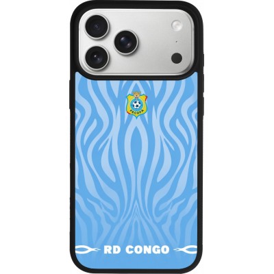Coque iPhone 17 Pro Max - Silicone rigide noir Maillot de football République démocratique du Congo 2026 personnalisable