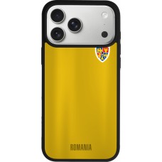 Coque iPhone 17 Pro Max - Silicone rigide noir Maillot de football Roumanie
