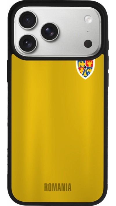 Coque iPhone 17 Pro Max - Silicone rigide noir Maillot de football Roumanie