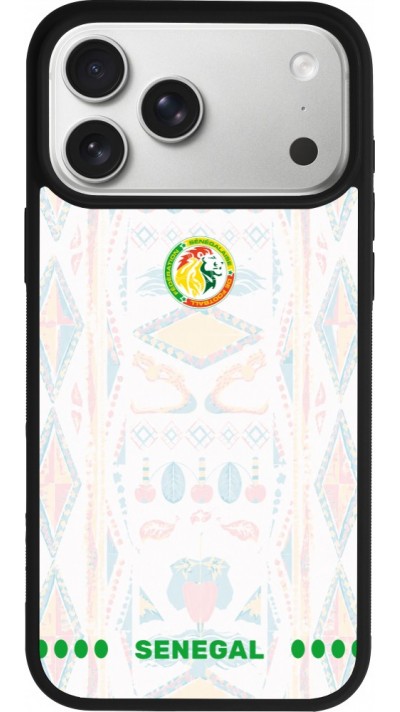 Coque iPhone 17 Pro Max - Silicone rigide noir Maillot de football Sénégal 2026 personnalisable