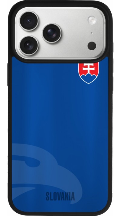 Coque iPhone 17 Pro Max - Silicone rigide noir Maillot de football Slovaquie