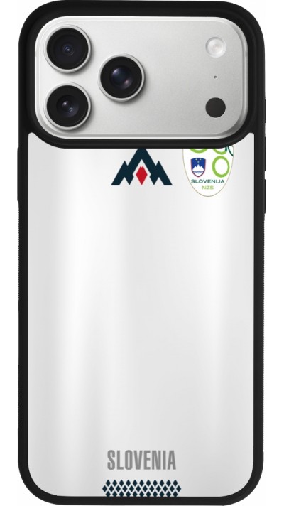 Coque iPhone 17 Pro Max - Silicone rigide noir Maillot de football Slovénie