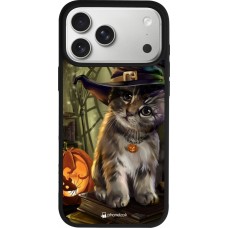 Coque iPhone 17 Pro Max - Silicone rigide noir Halloween 21 Witch cat