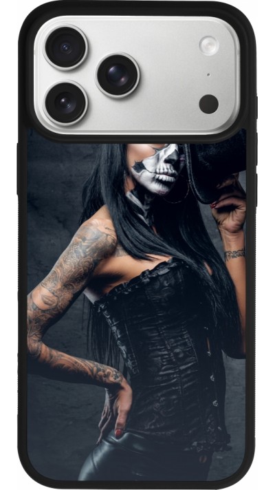 iPhone 17 Pro Max Case Hülle - Silikon schwarz Halloween 22 Tattooed Girl