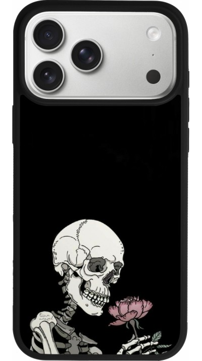 iPhone 17 Pro Max Case Hülle - Silikon schwarz Halloween 2023 rose and skeleton