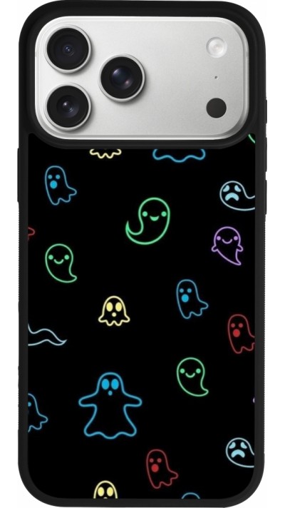 iPhone 17 Pro Max Case Hülle - Silikon schwarz Halloween 2024 colorful ghosts